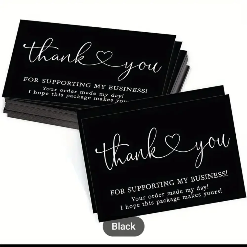 3 for $26 - 50 Thank You for supporting my small business Cards - Black & White